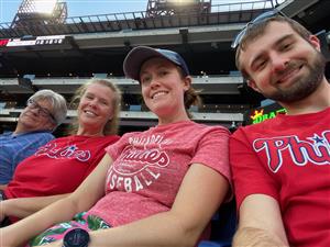 Phillies game with my husband Vince, Amanda and Kevin.